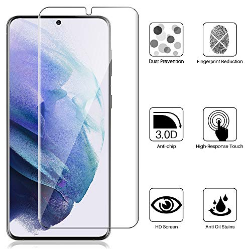 LK 3 Pack Screen Protector Compatible for Samsung Galaxy S21 Plus, Positioning Tool, in-Display Fingerprint Support, Maximum Coverage, Flexible TPU Film, Model No. ZP