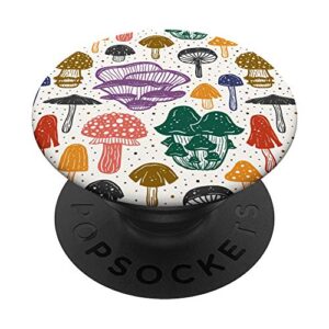 cute colorful cottagecore theme psychedelic magic mushrooms popsockets popgrip: swappable grip for phones & tablets