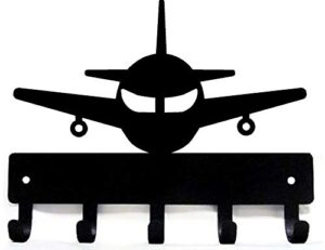 the metal peddler airplane #1 key rack holder for wall - small 6 inch wide - made in usa; gifts for pilots