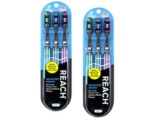 reach advanced design soft toothbrushes, colors may vary, 3 count (pack of 2) total 6 toothbrushes