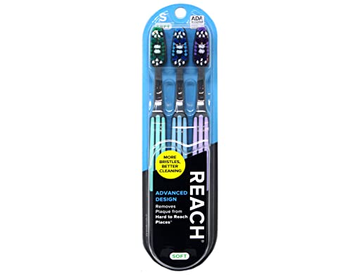 Reach Advanced Design Soft Toothbrushes, Colors May Vary, 3 Count (Pack of 2) Total 6 Toothbrushes