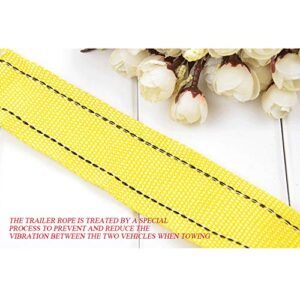 Heavy Duty Tow Strap with Safety Hooks, Double-Layer Trailer Rope 2” x 13’ | 11000 LB Capacity Trailer Belt, for Vehicle Recovery, Hauling, Stump Removal & Much More,Tow Rope Yellow Shackle