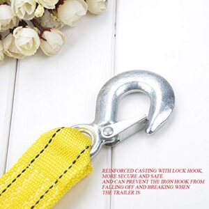 Heavy Duty Tow Strap with Safety Hooks, Double-Layer Trailer Rope 2” x 13’ | 11000 LB Capacity Trailer Belt, for Vehicle Recovery, Hauling, Stump Removal & Much More,Tow Rope Yellow Shackle