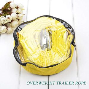 Heavy Duty Tow Strap with Safety Hooks, Double-Layer Trailer Rope 2” x 13’ | 11000 LB Capacity Trailer Belt, for Vehicle Recovery, Hauling, Stump Removal & Much More,Tow Rope Yellow Shackle