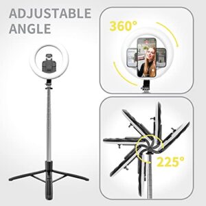 8" Selfie Ring Light with 66" Extendable Tripod Stand & Phone Holder, Portable Unplugged Dimmable LED Ringlight for Live Stream/Makeup/Tiktok/YouTube Video, Compatible with iPhone & Android