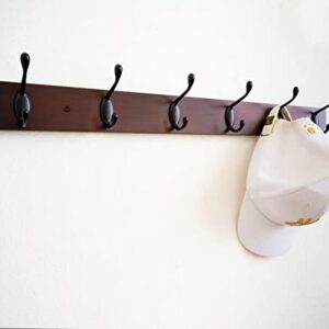 ROOREVO Coat Rack Wall Mount - 24 Inch with 6 Coat Hooks, Wall hat Hanger, Coat Racks, Walnut, Pack of 2