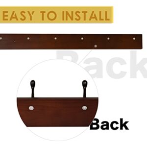 ROOREVO Coat Rack Wall Mount - 24 Inch with 6 Coat Hooks, Wall hat Hanger, Coat Racks, Walnut, Pack of 2