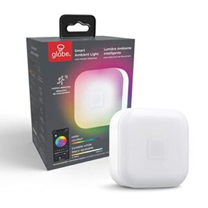 globe electric wi-fi smart ambient night light with motion detection, no hub required, voice activated, multicolor changing rgb, tunable white 2000k - 5000k