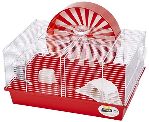 Ferplast "Coney Island Theme Modular Hamster Cage Featuring XXL 11.75-Inch Diameter Exercise Wheel, Includes All Accessories, 19.7L x 13.8W x 9.8H Inches,