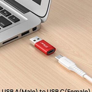 JSAUX USB-C Data Blocker, (2-Pack) USB-A to USB-C Female Defender Only for Quick Charge, Protect Against Juice Jacking, Refuse Hacking Provide Safe Charging- Red