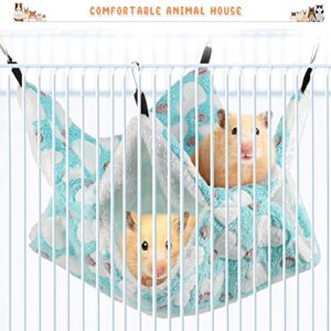 2 Pieces Small Pet Cage Hammock Hanging Tunnel for Small Animals Hanging Bed Cage Guinea Hammock Cage Accessories for Ferret Rat Chincilla Hammock Sleeper Cage Accessories Set (Green, Heart)