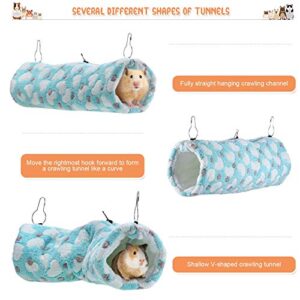 2 Pieces Small Pet Cage Hammock Hanging Tunnel for Small Animals Hanging Bed Cage Guinea Hammock Cage Accessories for Ferret Rat Chincilla Hammock Sleeper Cage Accessories Set (Green, Heart)