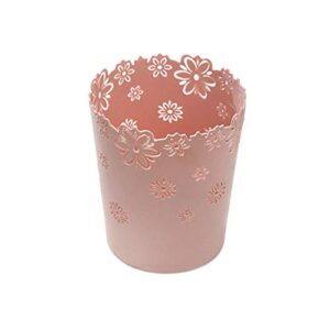 susoonfo waste paper bin,decorative small trash,fashion hollow style,plastic waste bin for office,craft room,kitchen or bathroom (pink)