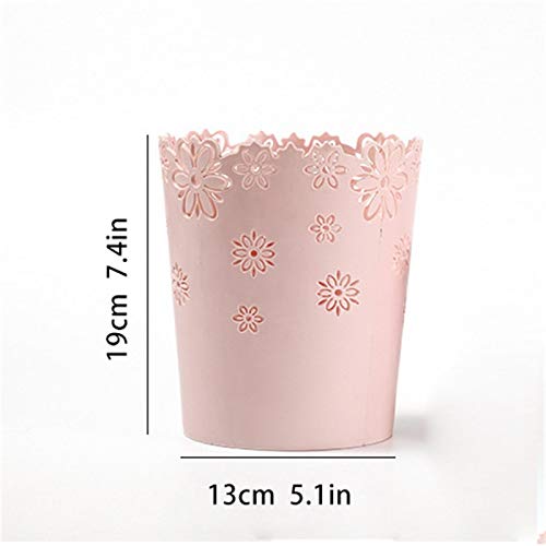 Susoonfo Waste Paper Bin,Decorative Small Trash,Fashion Hollow Style,Plastic Waste Bin for office,Craft Room,Kitchen or Bathroom (Pink)