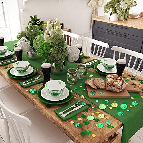 250 Pieces St. Patrick's Day Shamrock Coins 3-Leaf and 4-Leaf Lucky Coins Green and Plastic St. Patrick Confetti Green Table Confetti for St. Patrick's Day Party Decoration Supplies