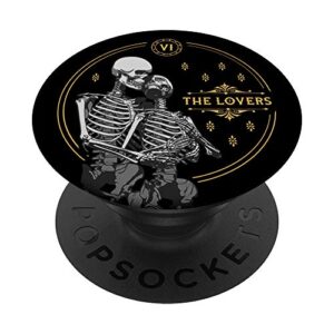 the lovers tarot card occult astrology skull popsockets popgrip: swappable grip for phones & tablets