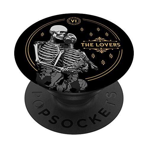 The Lovers Tarot Card Occult Astrology Skull PopSockets PopGrip: Swappable Grip for Phones & Tablets