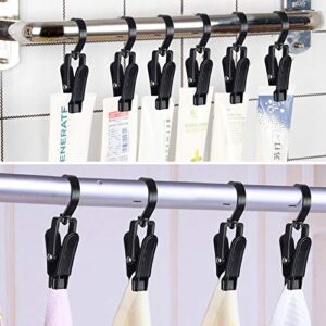 INCREWAY Laundry Hooks Clip, 16pcs 4.53" Black Durable Plastic Curtain Hooks Swivel Hanging Hooks for Hanging Towel Clothes Photos(Black)