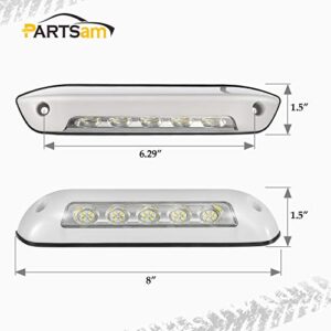 Partsam 2Pcs 12V RV LED Porch Awning Lights Bar White 30 LED Exterior/Interior Wall Lamps Utility Strip Lights Bar Surface Mount for Trucks Motorhome Caravan Camper Trailer