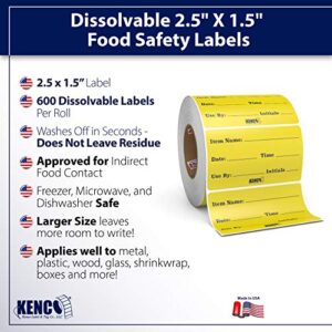 Dissolvable Food Labels for Glass, Plastic Metal, Wood - Washes Off No Residue - Food Prep and Rotation, Canning, Commercial Use and More! USA Made (1 Pack)
