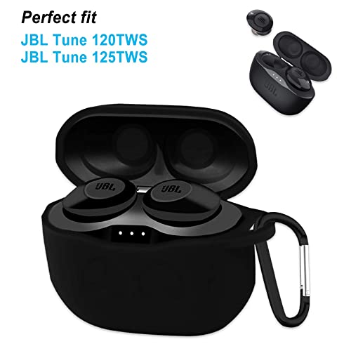 Nimon Silicone Case for JBL Tune 125TWS, Soft and Flexible, Scratch/Shock Resistant Silicone Cover for JBL Tune 125TWS Headphones (Black)