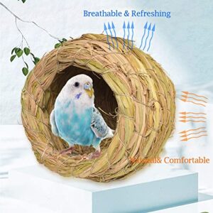 kathson Birdcages Straw Bird Nests Natural Grass Woven Birdhouse Resting Breeding Nesting Cages Hideaway Shelter for Finch Canary Budgie Lovebird Pearl Bird and Small Parrot 