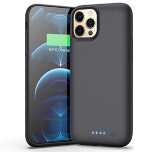 aonimi battery case for iphone 12 pro max, 7800mah portable protective charging case for iphone 12 pro max extended backup ultra rechargeable battery pack external charger case(6.7inch)-black
