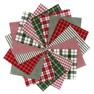 40+ merry christmas charm pack red green, 6 inch precut cotton homespun fabric squares by jcs