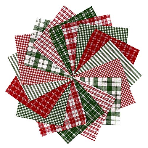 40+ Merry Christmas Charm Pack Red Green, 6 inch Precut Cotton Homespun Fabric Squares by JCS