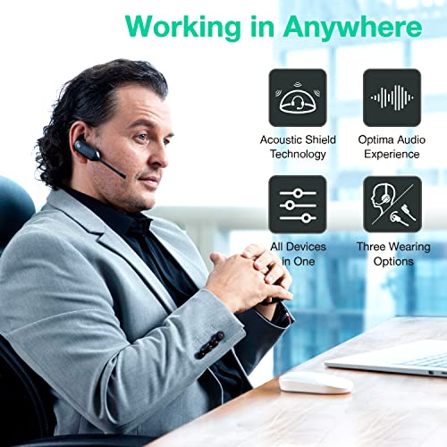 Yealink WH63 Wireless DECT Headset, Single Ear (Mono) Office Headset with Noise Canceling Microphone, Connect to Desk Phone, Work with All UC Leading Platform Softphone