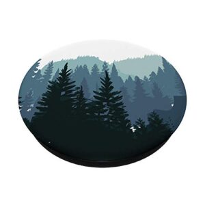 Pine Tree mountain scene Teal forest pattern for women men PopSockets Swappable PopGrip