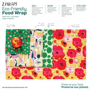 Z Wraps - Reusable Beeswax Food Wraps - Assorted 3-Pack (S, M, L) - Made in USA with 100-Precent Cotton, Organic Beeswax and Jojoba Oil - Wild Wanderers