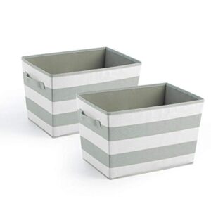 urban shop tapered rugby stripe, set of 2 storage cube with handle, grey