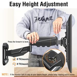 ELIVED Height Adjustable TV Wall Mount for Most 23-55 Inch TVs, Spring Arm Full Motion Swivel Tilt Articulating TV Mount Bracket Fits Max VESA 400x400mm, 44 lbs YD1010