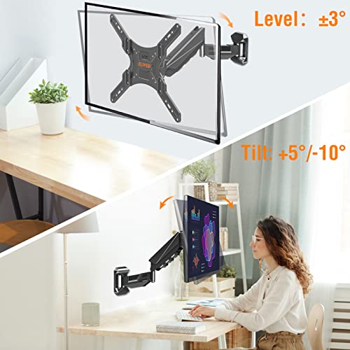 ELIVED Height Adjustable TV Wall Mount for Most 23-55 Inch TVs, Spring Arm Full Motion Swivel Tilt Articulating TV Mount Bracket Fits Max VESA 400x400mm, 44 lbs YD1010