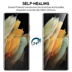 LK [2+2 Pack] for 2 Pack Samsung Galaxy S21 Ultra Screen Protector [Not Glass] 6.8-inch with 2 Pack Camera Lens Protector [Fingerprint Reader] Ultra-thin Soft Film, Self-Healing, Easy Install