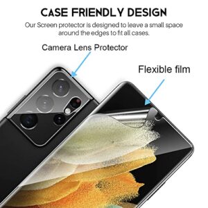 LK [2+2 Pack] for 2 Pack Samsung Galaxy S21 Ultra Screen Protector [Not Glass] 6.8-inch with 2 Pack Camera Lens Protector [Fingerprint Reader] Ultra-thin Soft Film, Self-Healing, Easy Install