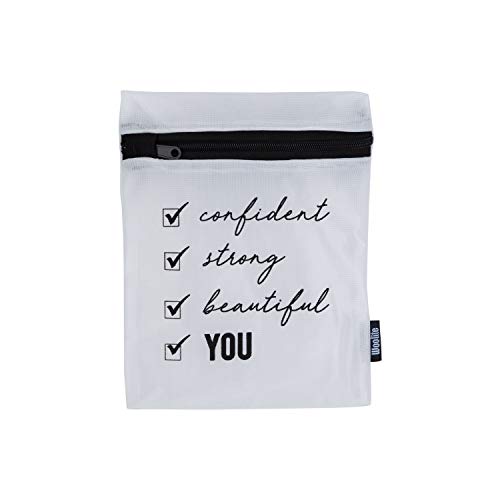 Woolite 3 Piece Printed, Multi Size Laundry Delicates, Zipper Close Mesh Wash Bag, White, 3 Count