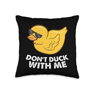 cute duck tees rubber funny duck throw pillow, 16x16, multicolor