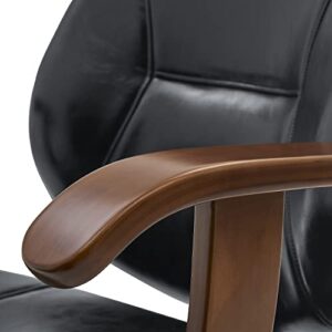 New Pacific Direct Samuel PU Bamboo w/Armrest Office Chair, Black