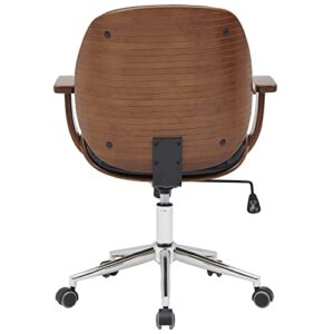 New Pacific Direct Samuel PU Bamboo w/Armrest Office Chair, Black