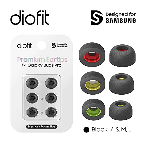 diofit/Compatible for Samsung SML Eartips/Galaxy Buds Pro Eartips - Black SML (Foam)