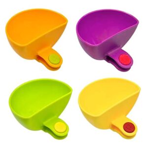 Seasoning Box Dip Clips - 4pcs Color Plastic Dip Bowl Plate Holder for Tomato Sauce Soy BBQ and Other Party Dinner