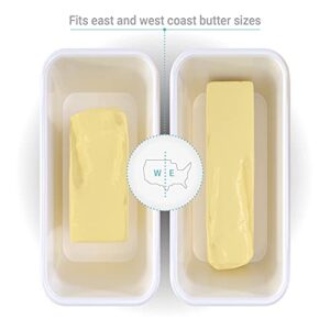 PriorityChef Large Butter Dish with Lid for Countertop, Ceramic Butter Container With Airtight Cover, Butter Keeper for Counter or Fridge, White Butter Holder Storage…