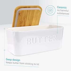 PriorityChef Large Butter Dish with Lid for Countertop, Ceramic Butter Container With Airtight Cover, Butter Keeper for Counter or Fridge, White Butter Holder Storage…