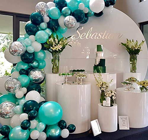 Oopat Tifanny Blue and Dark Teal Balloon Garland Arch Kit for Woodland Baby Shower Bridal Shower Birthday Wedding Balloon Wall Party Backdrop Decoration(Dark Teal)