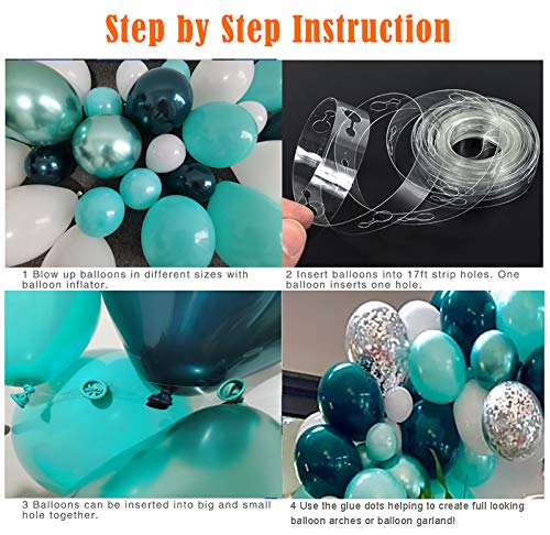 Oopat Tifanny Blue and Dark Teal Balloon Garland Arch Kit for Woodland Baby Shower Bridal Shower Birthday Wedding Balloon Wall Party Backdrop Decoration(Dark Teal)