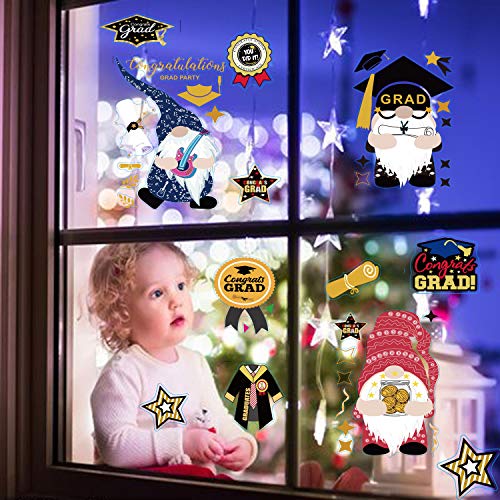 DmHirmg Graduation Window Clings, Graduation Decorations, Graduation Decal Stickers for Graduation Decorations with Removable Vinyl Window Sticker Decals for Home,School, Graduation Party 9 Sheet