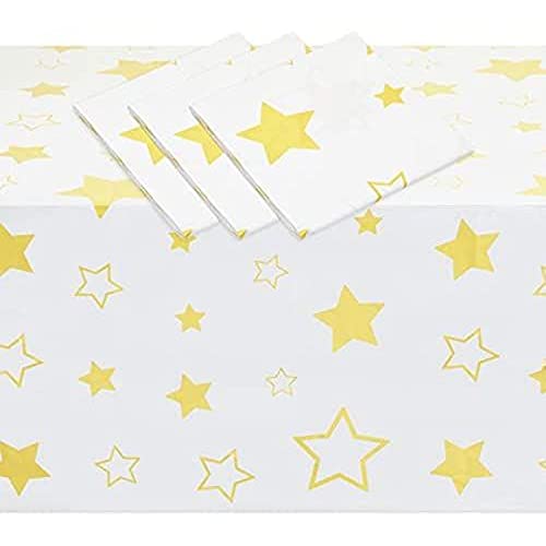 3 Pack Twinkle Twinkle Little Star Tablecloths for Baby Shower Decorations (54 x 108 in)