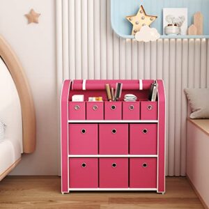 HOMEFORT 11 Drawer Dresser Chests of Drawers Toy Clothes Organizer Fabric Storage Cube Bins with Sturdy Metal Shelf for Bedroom Living Room